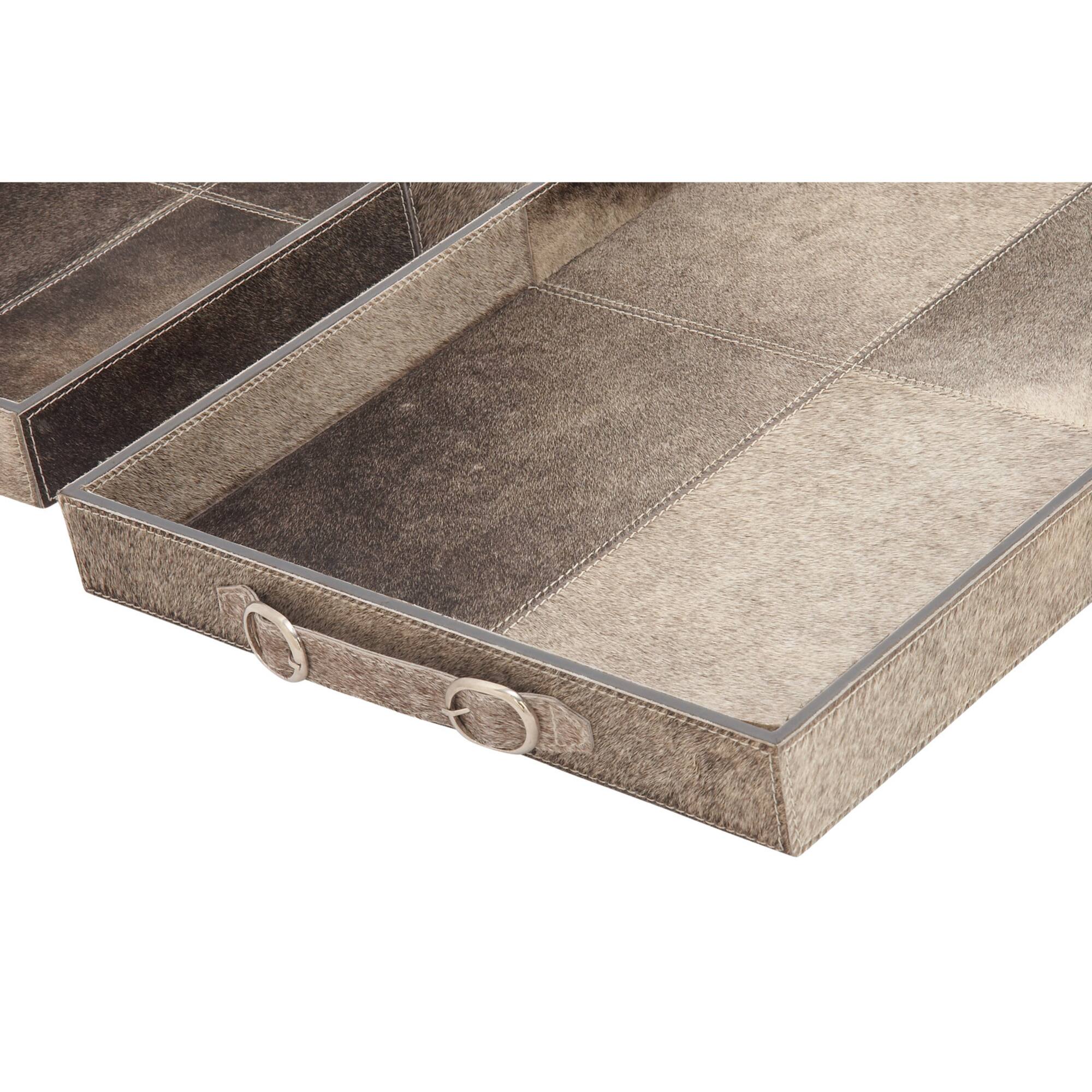Gray Wood Traditional Tray Set